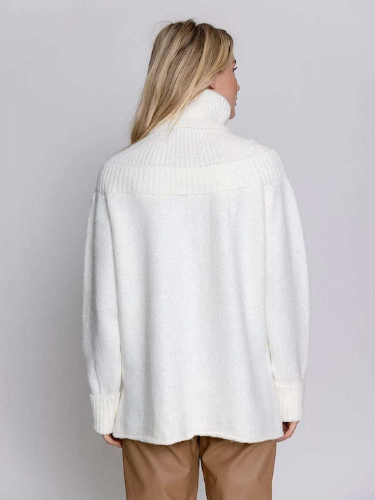 Tailor Made Knitwear Women's Long Sleeve Sweater Turtleneck White