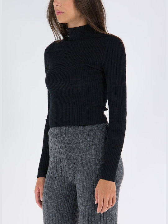 Only Damen Langarm Crop Pullover Schwarz