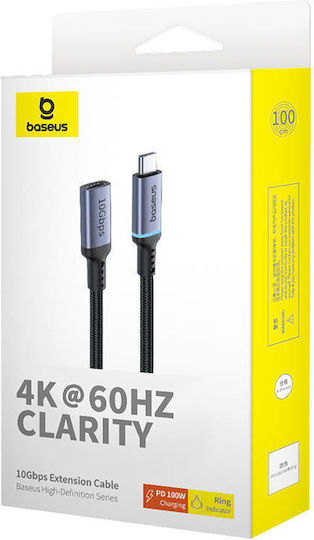 Baseus Braided USB 2.0 Cable USB-C male - USB-C female 100W Black 1m (B0063370C111-01)