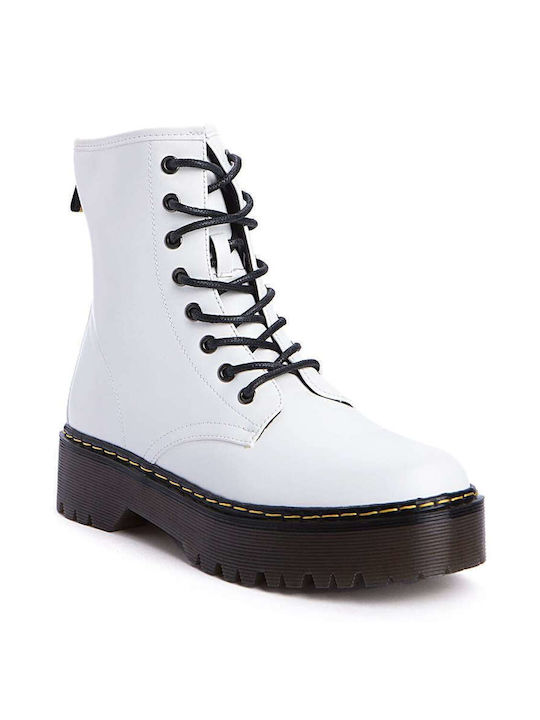 Keep Fred Women's Combat Boots White