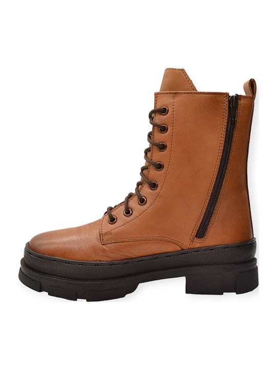 Leder Stiefeletten Damen Tabac Braun