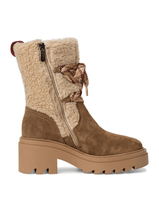Stiefeletten Damen mit Pelz Beige
