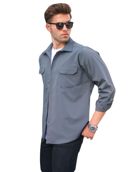 madmext Men's Shirt Long Sleeve Gray