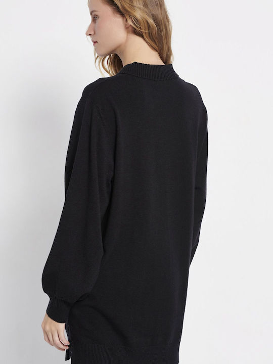 Damen Strick-Kleid-Oberteil Langärmelig Schwarze FBL008-107-13-Schwarz