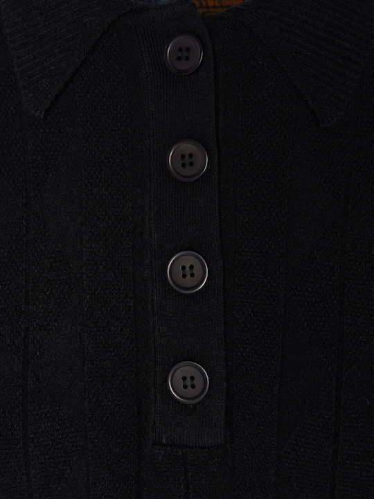 Damen Strick-Kleid-Oberteil Langärmelig Schwarze FBL008-107-13-Schwarz