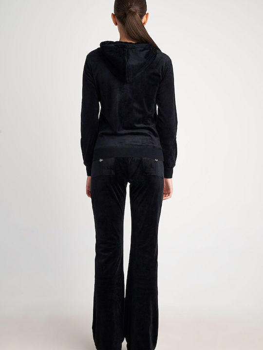 Sweatpants Flared Velvet Black