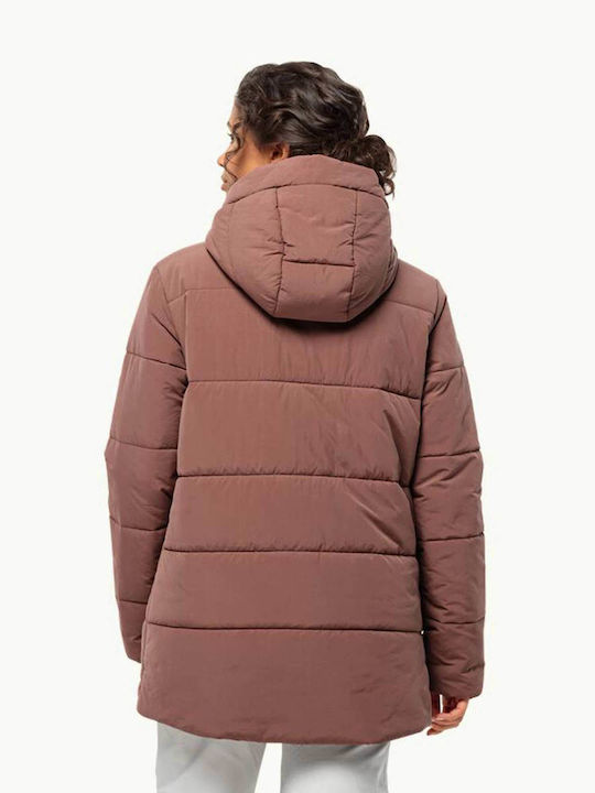 Jack Wolfskin Κοντό Γυναικείο Puffer Μπουφάν για Χειμώνα Ροζ