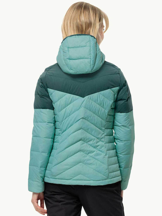 Jack Wolfskin Κοντό Γυναικείο Puffer Μπουφάν για Χειμώνα Μπλε