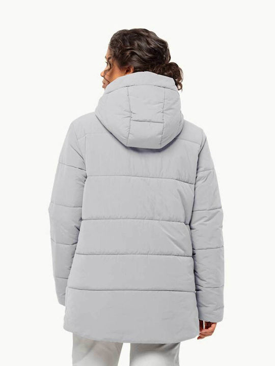 Jack Wolfskin Κοντό Γυναικείο Puffer Μπουφάν για Χειμώνα Λευκό