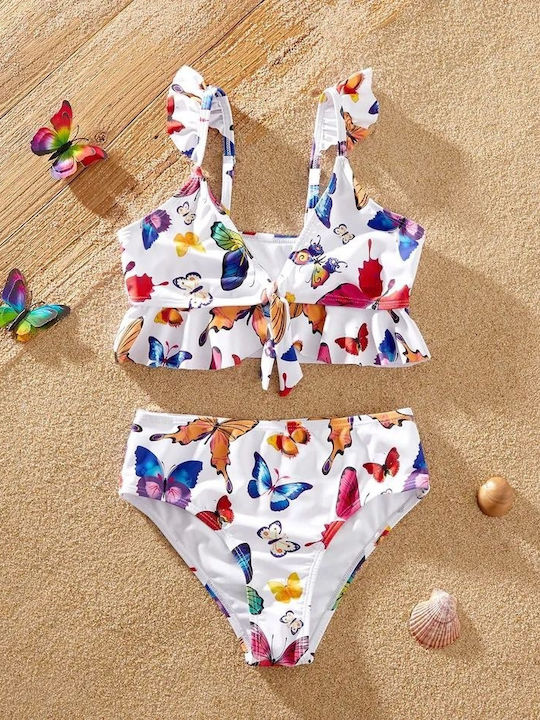 2 pieces children's Swimsuit White with butterflies