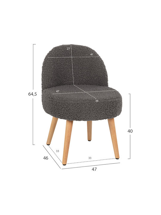 Stool For Living Room with Backrest Wooden Yasmine Gray 47x46x64cm