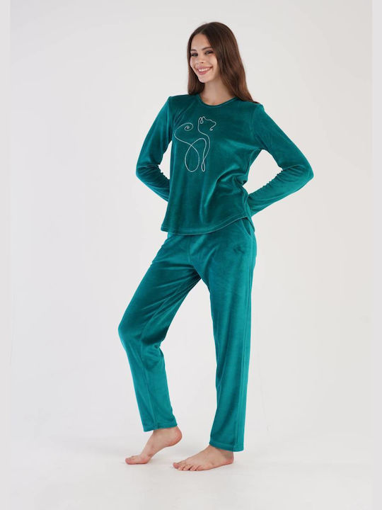 Vienetta Secret Winter Women's Pyjama Set Velvet Green