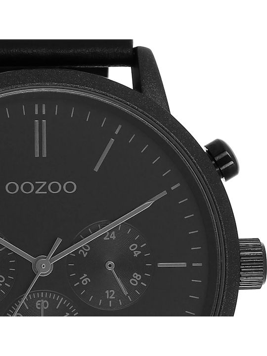 Oozoo Timepieces Ανδρικό Ρολόι 50mm Μπαταρίας με Μαύρο Δερμάτινο Λουράκι