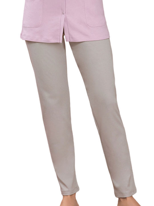 Linclalor Winter Damen Baumwolle Pyjama-Oberteil Rosa