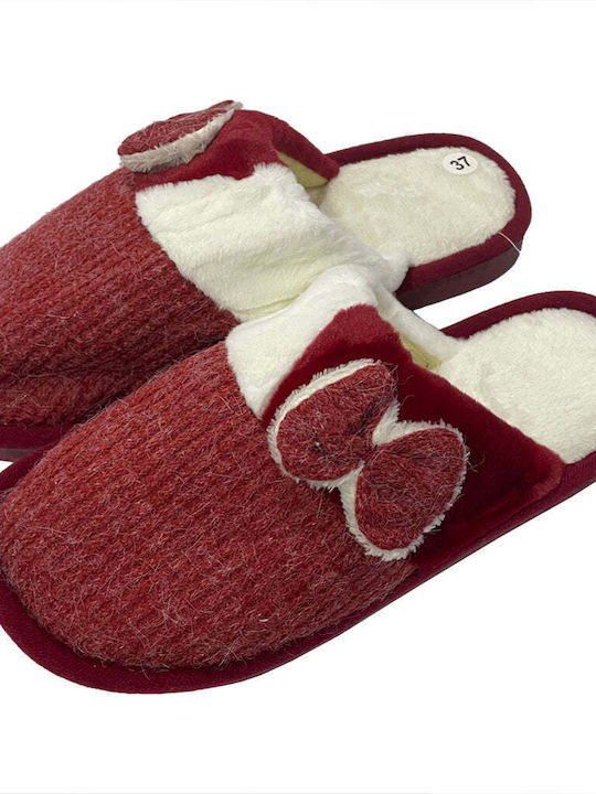 Ustyle Women's Slippers with Fur Burgundy