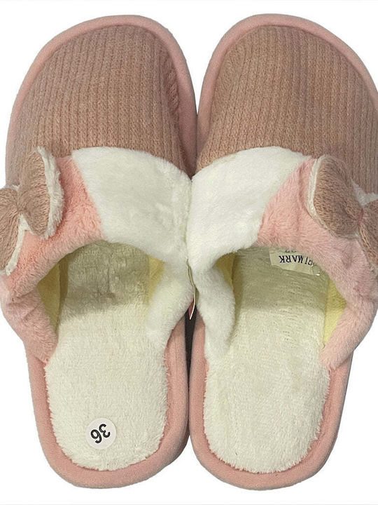 Winter Damen Hausschuhe mit Fell Rosa