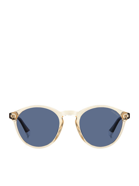 Polaroid Unisex Sunglasses with Transparent Plastic Frame and Blue Polarized Lens PLD4153/S 40G/C3
