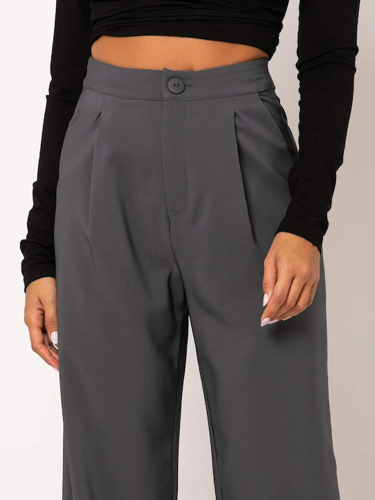 Noobass Damen Hoch tailliert Stoff Hose Gray