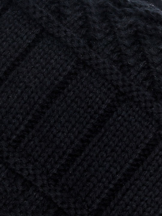 Set with Beanie Knitted in Black color