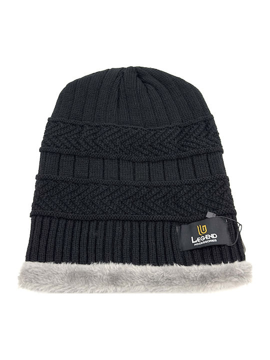 Set with Beanie Knitted in Black color