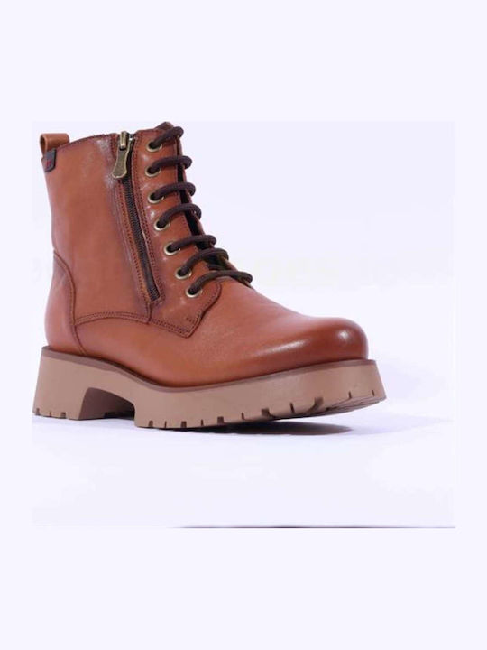 Leder Stiefeletten Damen Tabac Braun