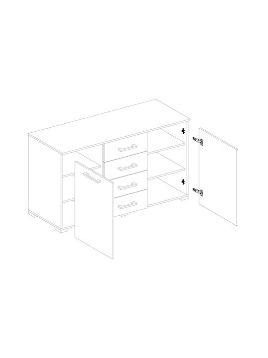 Comoda pentru Dormitor Milada cu 4 sertare Alb/Dakar 134x40x81buc