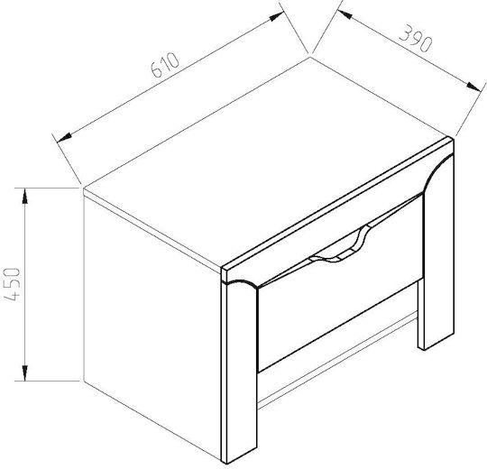 Nachttisch Haven Gray 60x39x45cm