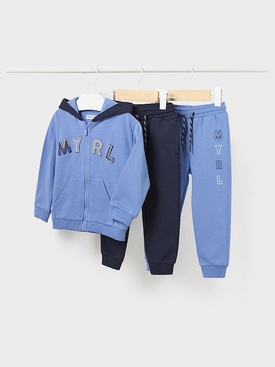 Mayoral Kids Sweatpants Set Light Blue 3pcs