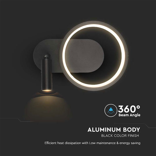 V-TAC Leuchte Wand mit Integrierter LED und Warmweißes Licht Schwarz 250x18x10cm