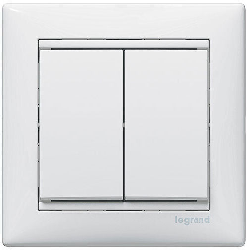 Legrand Valena Χωνευτός Διακόπτης Τοίχου Διπλός χωρίς Πλαίσιο Λευκός