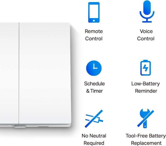 TP-LINK Tapo S220 v1 Wall-mounted Double Wall Switch Without Frame White