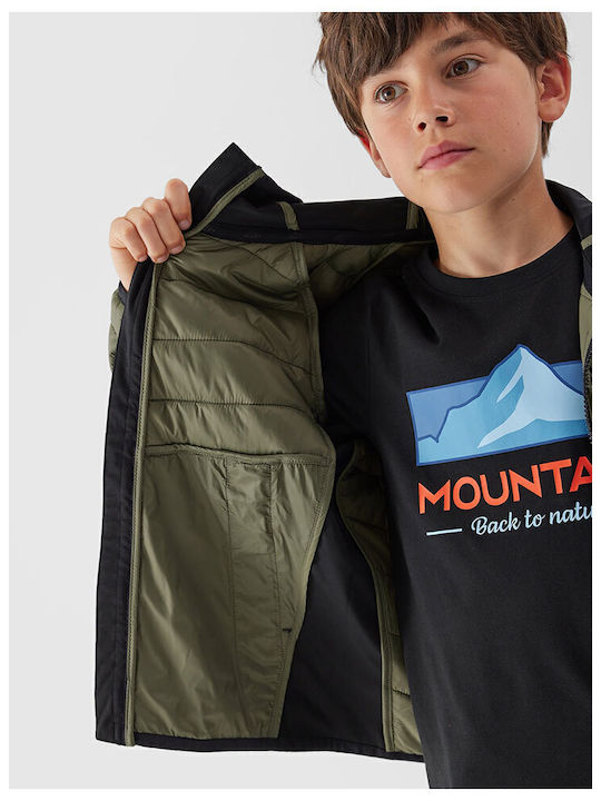 Kids' Quilted Jacket with Hood Khaki