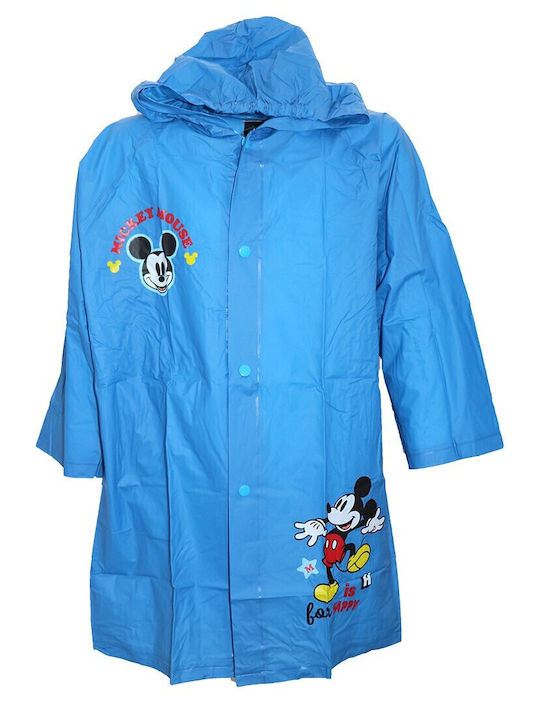 Mickey Mouse Αδιάβροχο Παιδικό Casual Μπουφάν με Κουκούλα Μπλε