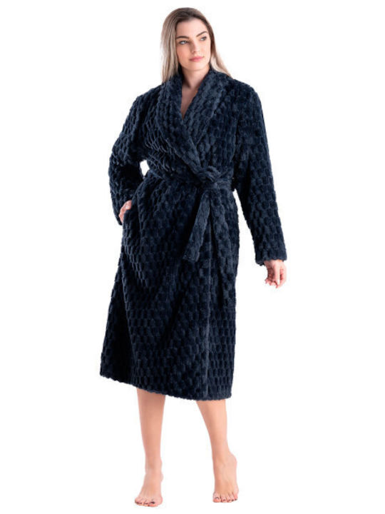 Relax Lingerie Winter Damen Vlies Robe Blau