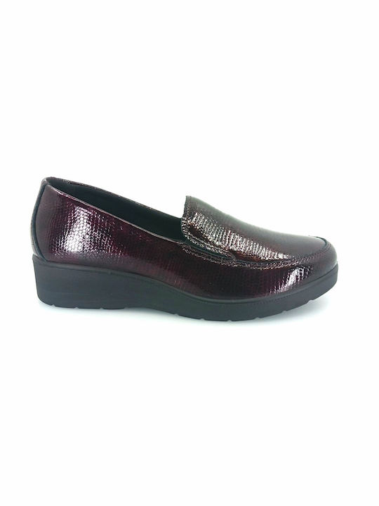 Imac Patent Leather Women's Moccasins in Burgundy Color