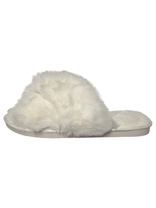 Ustyle Women's Slippers with Fur White