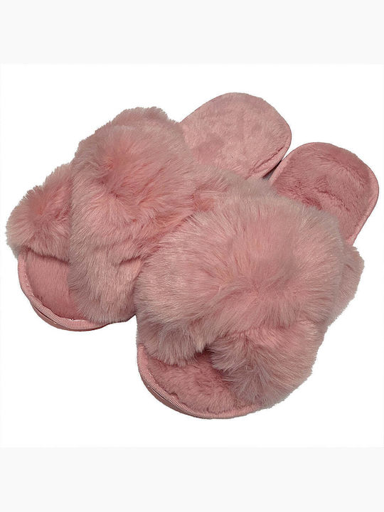 Winter Damen Hausschuhe mit Fell Rosa