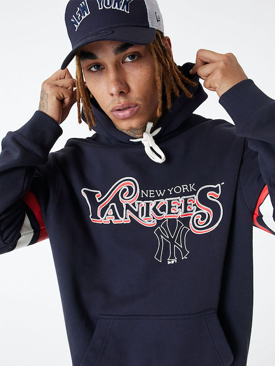 New Era York Yankees Mlb Hanorac pentru bărbați cu glugă și buzunare Albastru