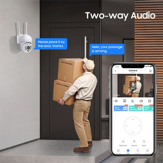 Powertech PT-1144 IP Surveillance Camera Wi-Fi Full HD 1080p Waterproof with Two-Way Communication and Lens 3.6mm