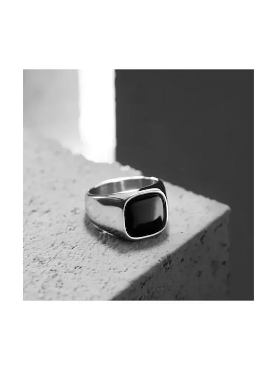 Bode Men's Steel Ring with Stone