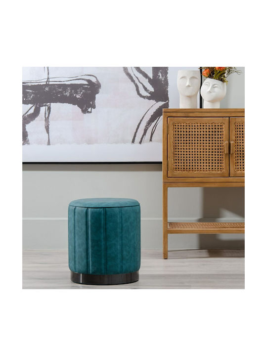 Stool For Living Room Upholstered with Leatherette Dark blue 38x38x42cm