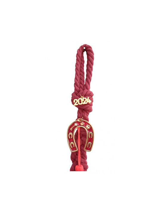 Kalliopi Silver Handmade Hanging Lucky Charm Horseshoe Red made of Fabric 2024 5x5.5cm 1pcs