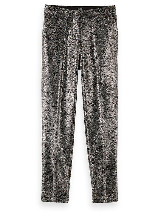 Lowry Damen Stoff Hose in Schlanker Passform Silver mit Pailletten