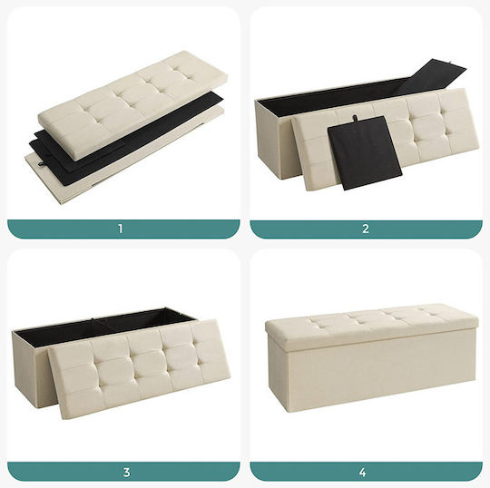 Songmics Bankhocker Mit Stauraum Stoff Beige 110x38x38cm