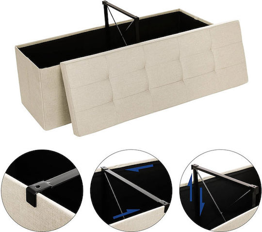 Songmics Bankhocker Mit Stauraum Stoff Beige 110x38x38cm