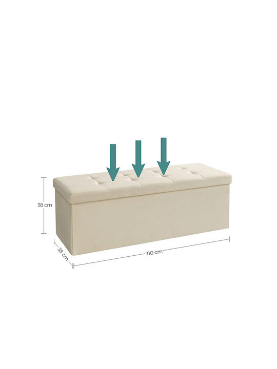 Taburet cu Spațiu de Depozitare Îmbrăcat în Țesătură Bej 110x38x38cm