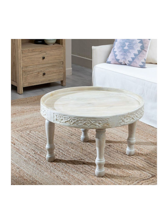 Round Solid Wood Coffee Table Ξύλο L70xW70xH40cm