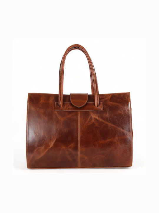 AT Collection Leather Women's Bag Shoulder Tabac Brown