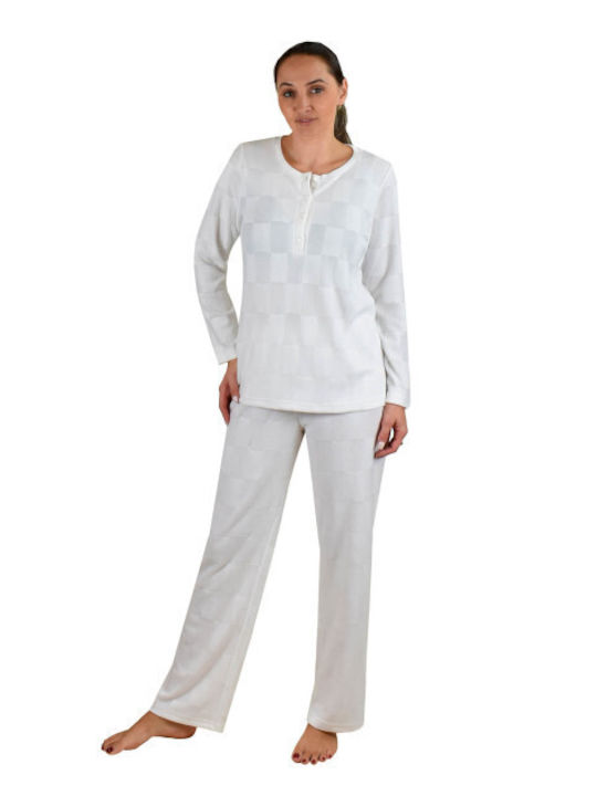 Secret Point Winter Damen Pyjama-Set Weiß