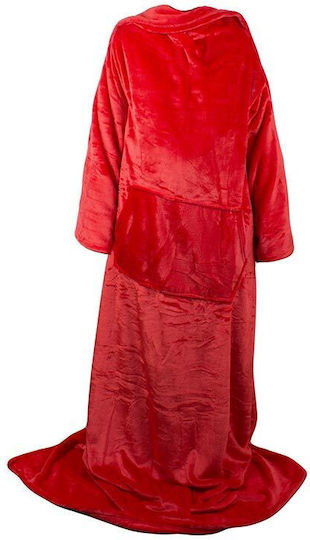 Snuggie Κουβέρτα Fleece με Μανίκια 140x200εκ. Κόκκινο